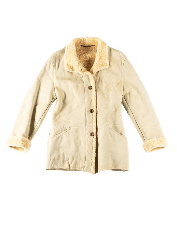 Vintage 70's Women Sheepskin Coat in BeigeMN283