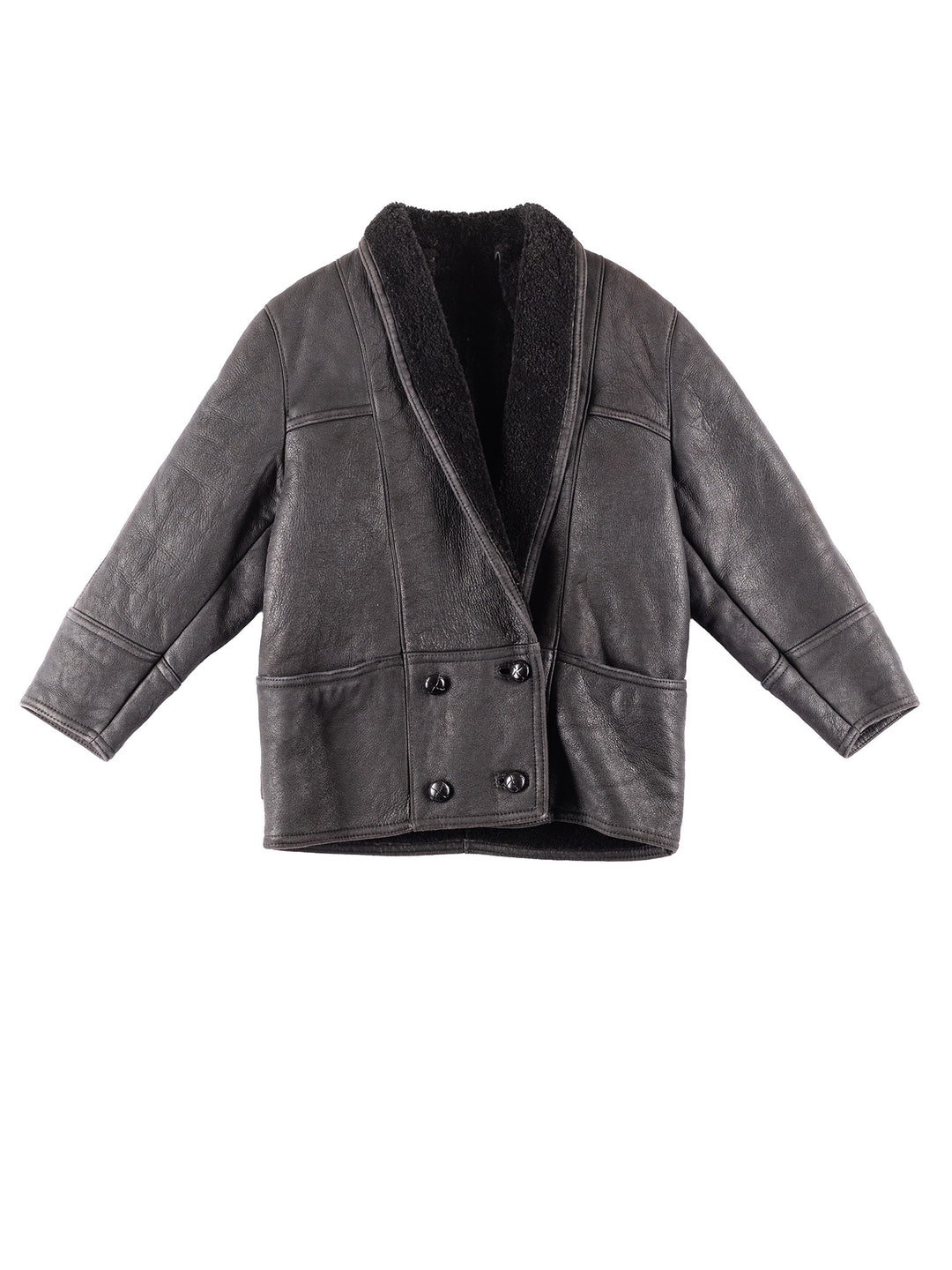 Vintage 90's Women Sheepskin Coat in Black