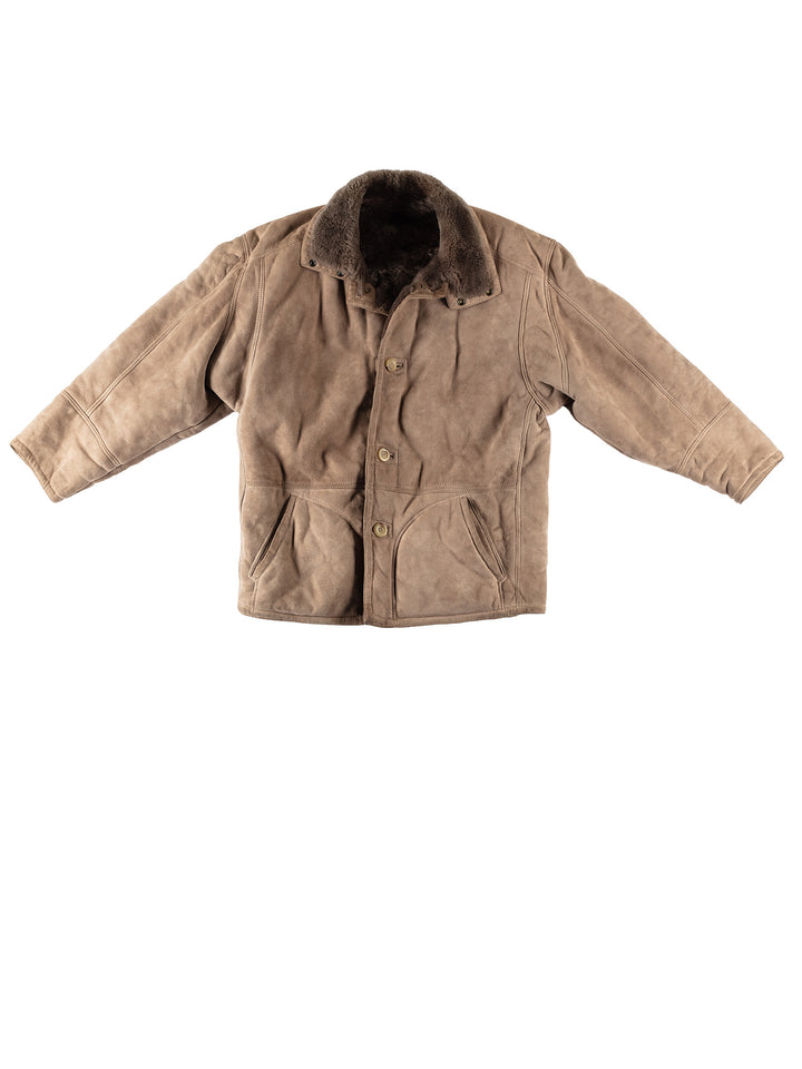 Vintage 80's Men Sheepskin Coat in BeigeVN534