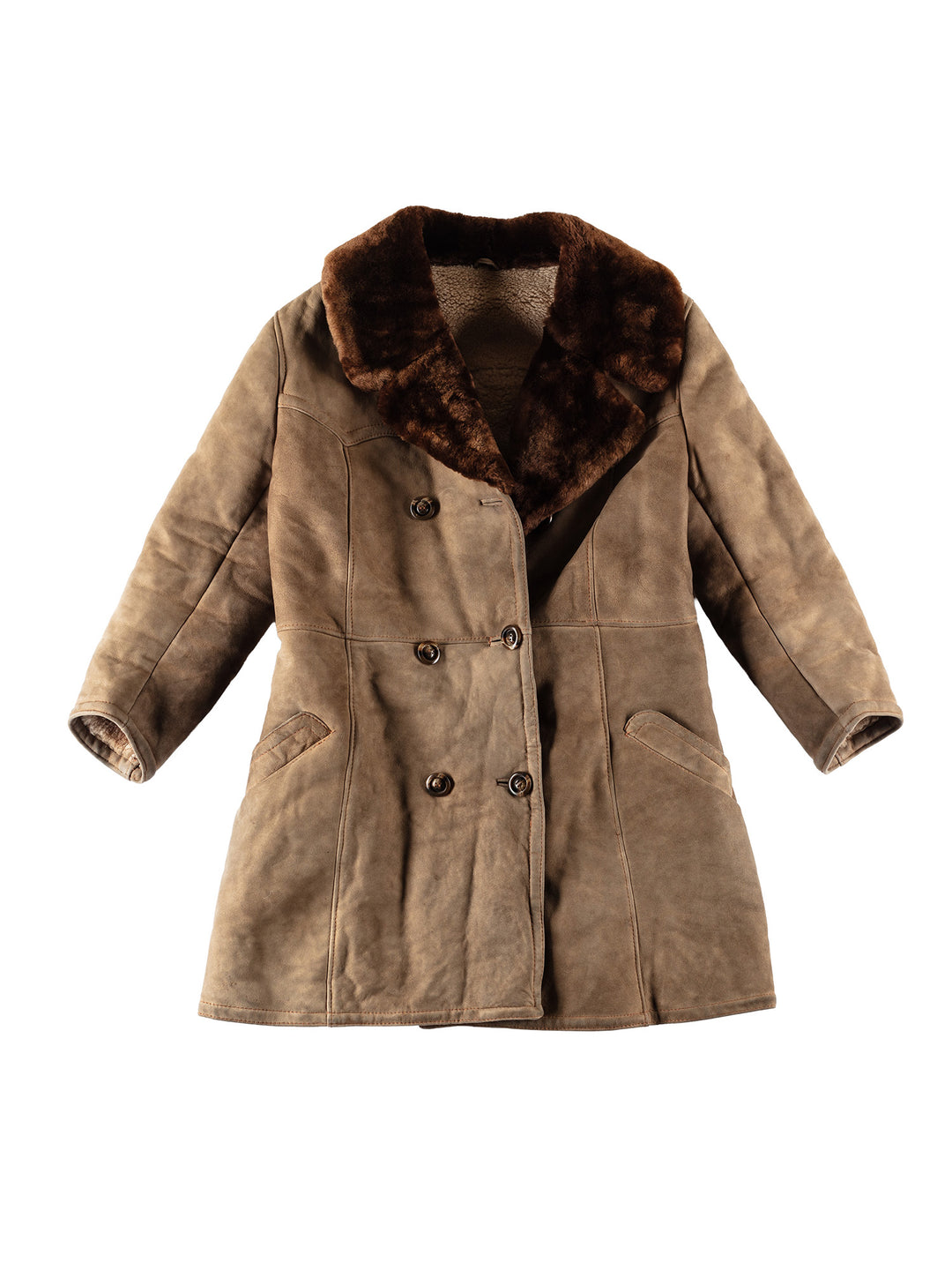 Vintage 70's Women Sheepskin Coat in BrownMN689