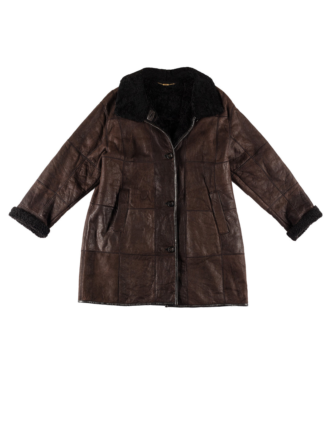 Vintage 80's Women Sheepskin Coat in BrownMN752