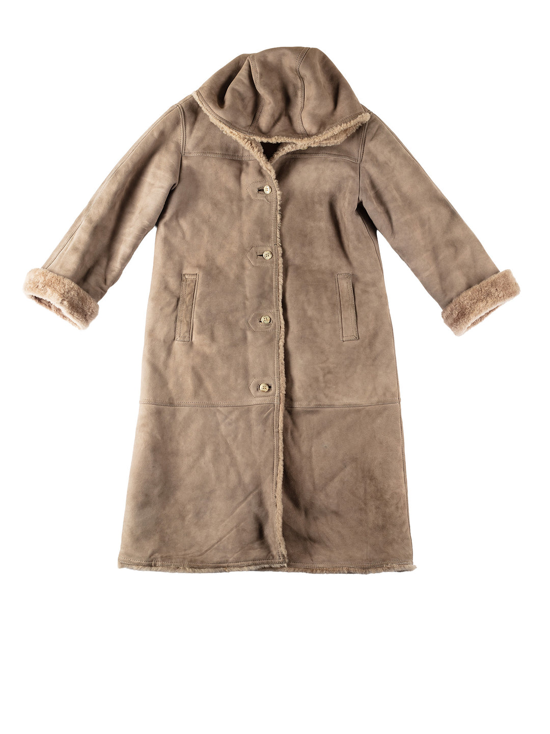 Vintage 80's Women Sheepskin Coat in BeigeMN554