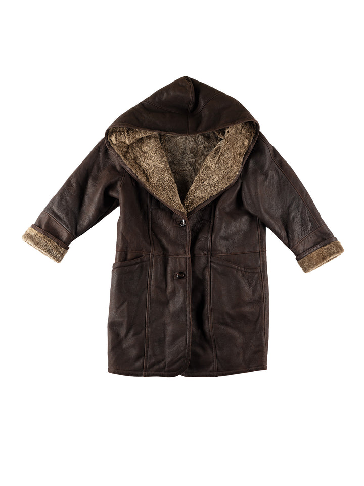 Vintage 80's Women Sheepskin Coat in BrownMN633