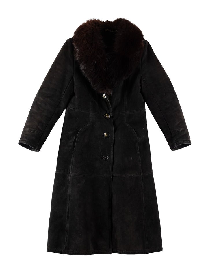 Vintage 70's Women Sheepskin Coat in BlackMN739