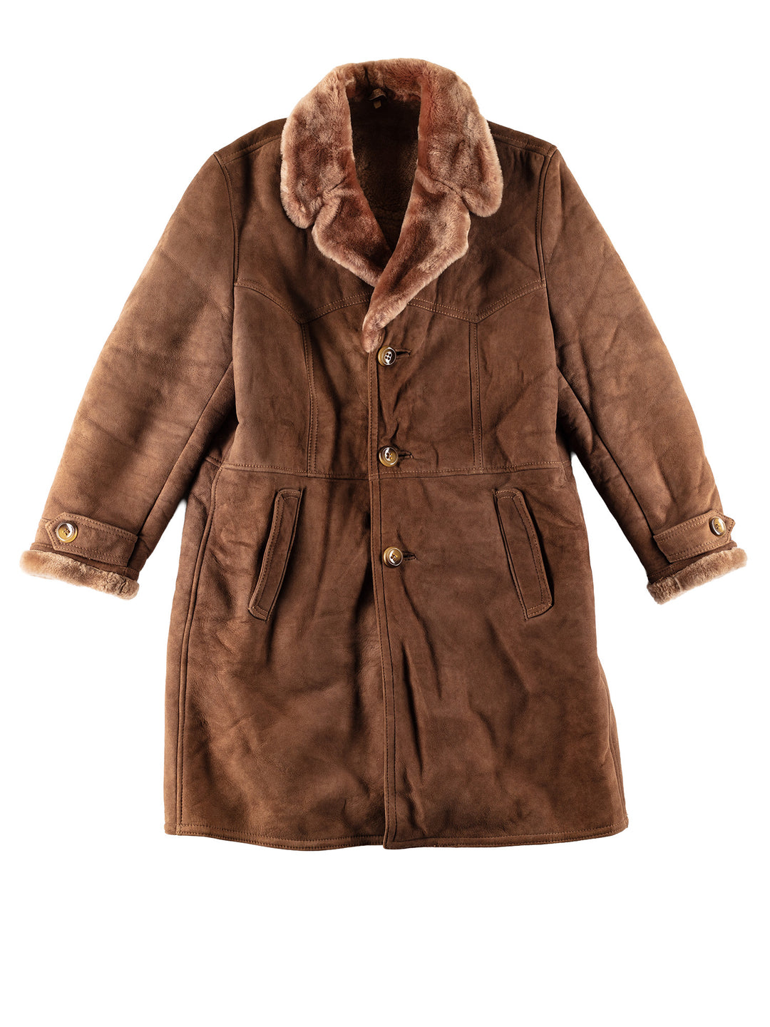 Vintage 80's Men Sheepskin Coat in BrownVN787