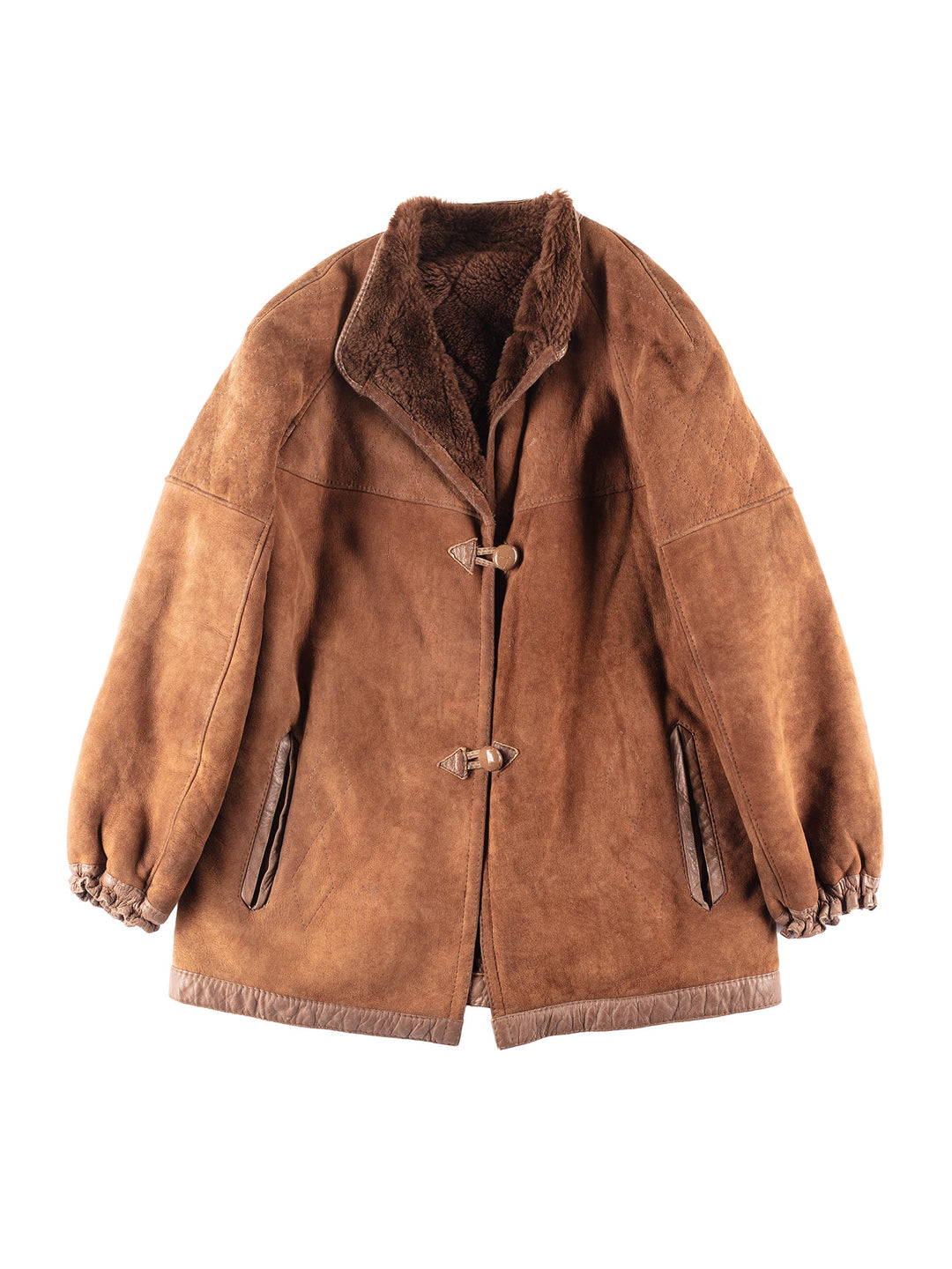 Vintage 80's Women Sheepskin Coat in Brown