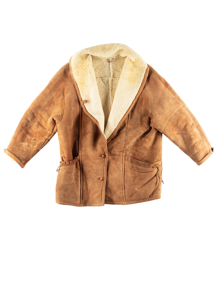 Vintage 80's Women Sheepskin Coat in Brown