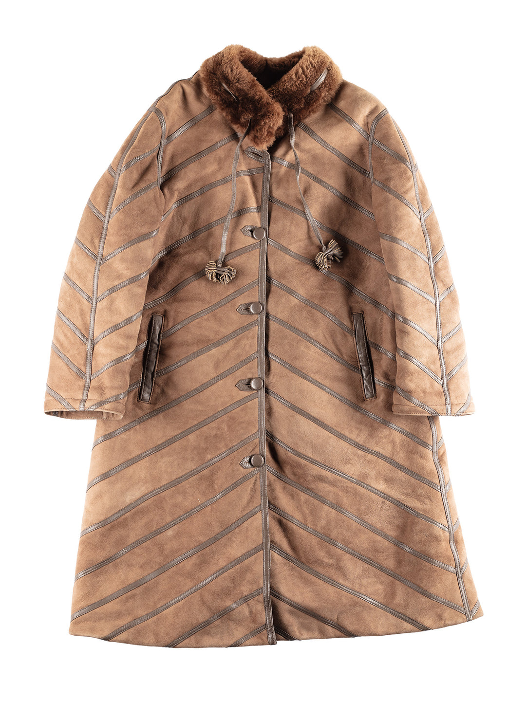 Vintage 00's Women Sheepskin Coat in Brown