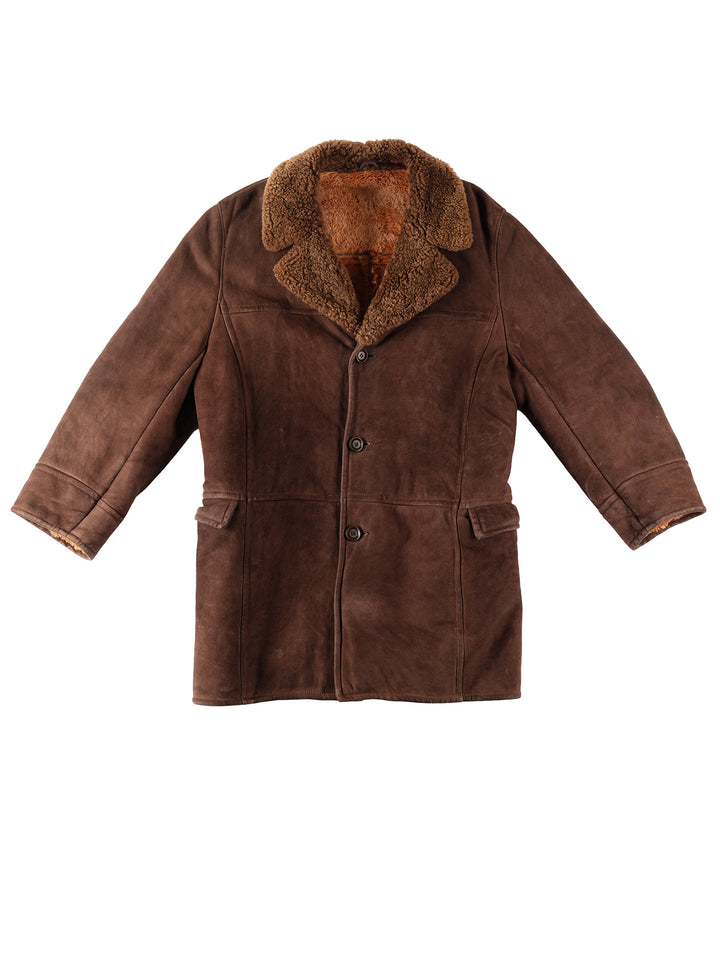 Vintage 80's Men Sheepskin Coat in BrownVN287