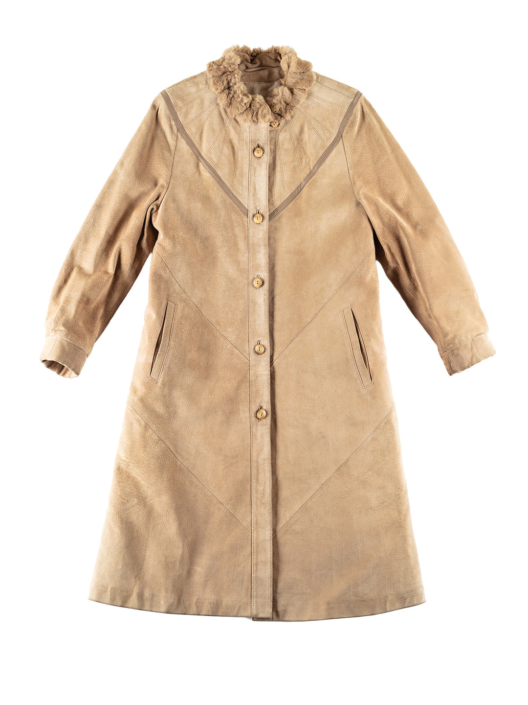 Vintage 70's Women Suede Coat in BeigeMN813