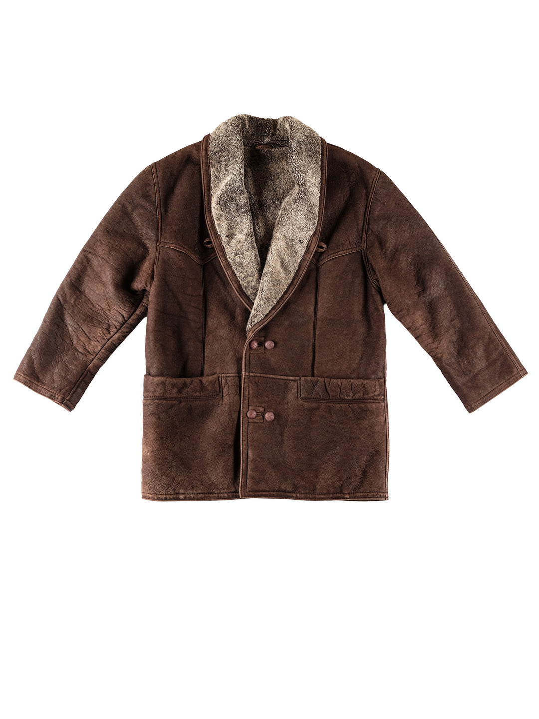 Vintage 80's Men Sheepskin Coat in BrownVN421
