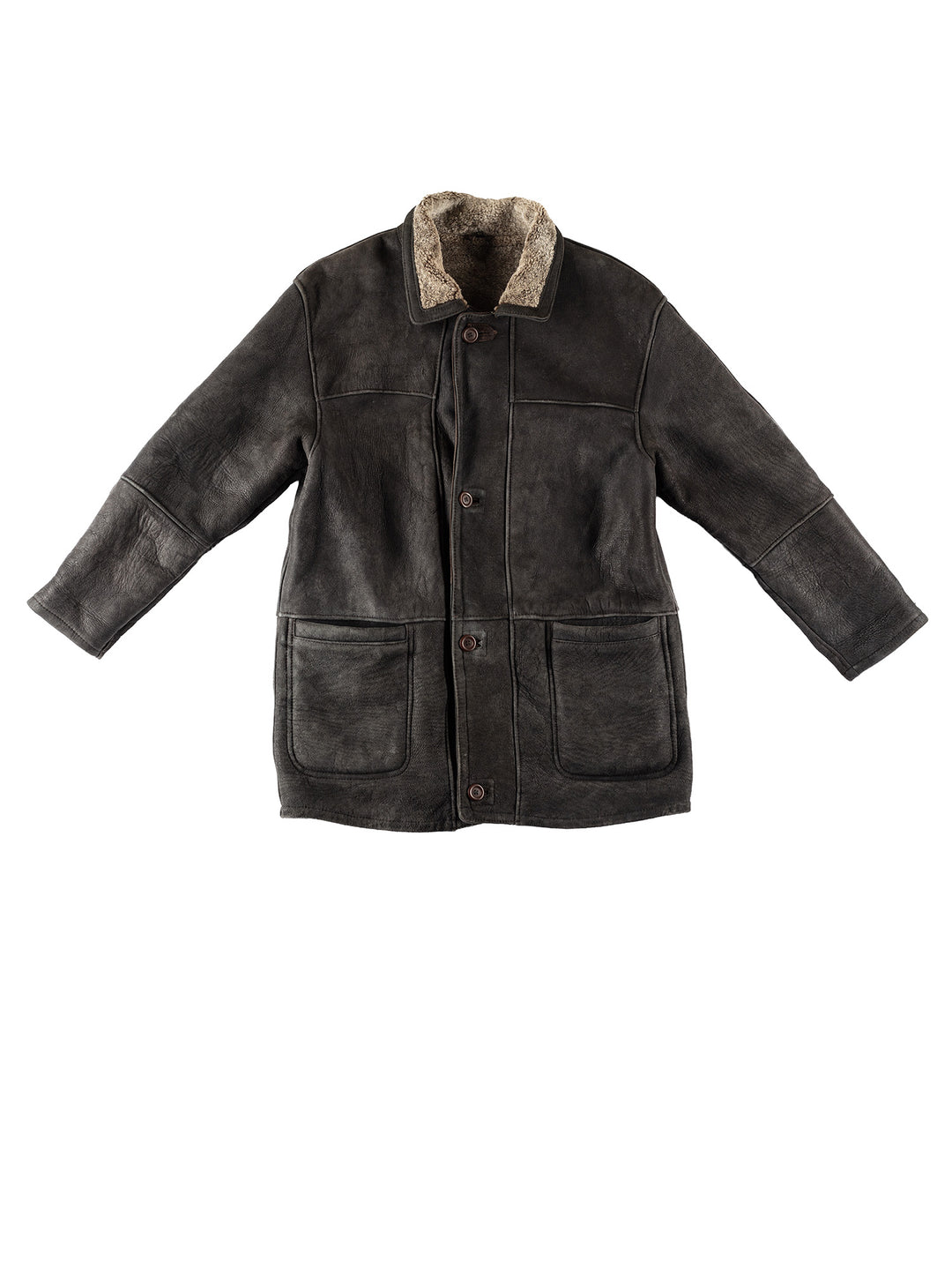 Vintage 80's Men Sheepskin Coat in BlackVN416