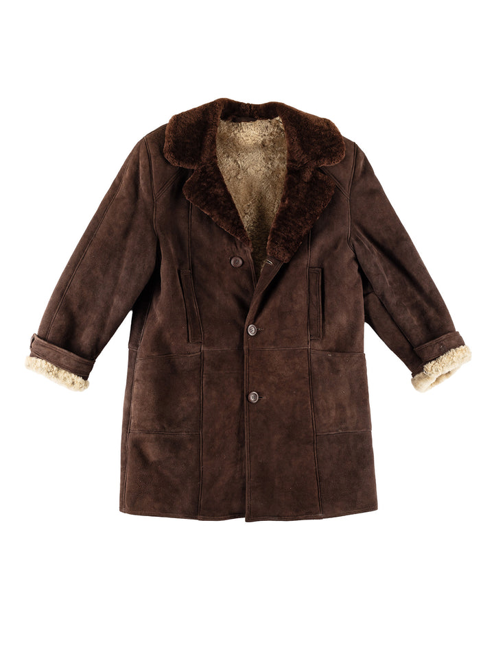 Vintage 80's Men Sheepskin Coat in BrownVN708