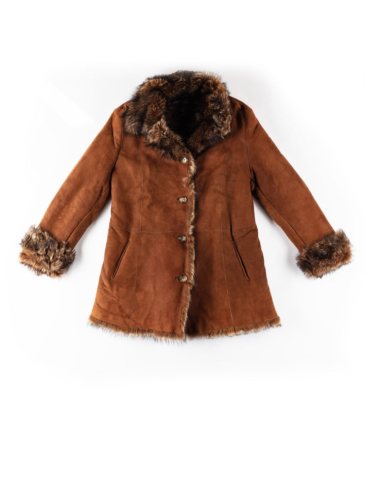 Vintage 70's Women Sheepskin Coat in BrownMN366