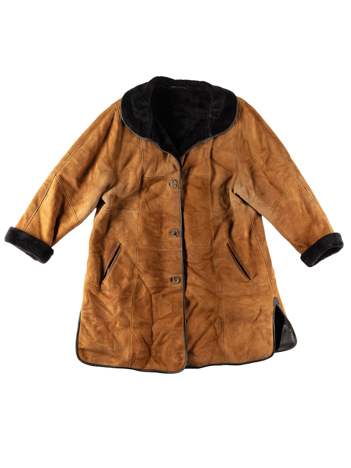 Vintage 80's Women Sheepskin Coat in BrownMN574