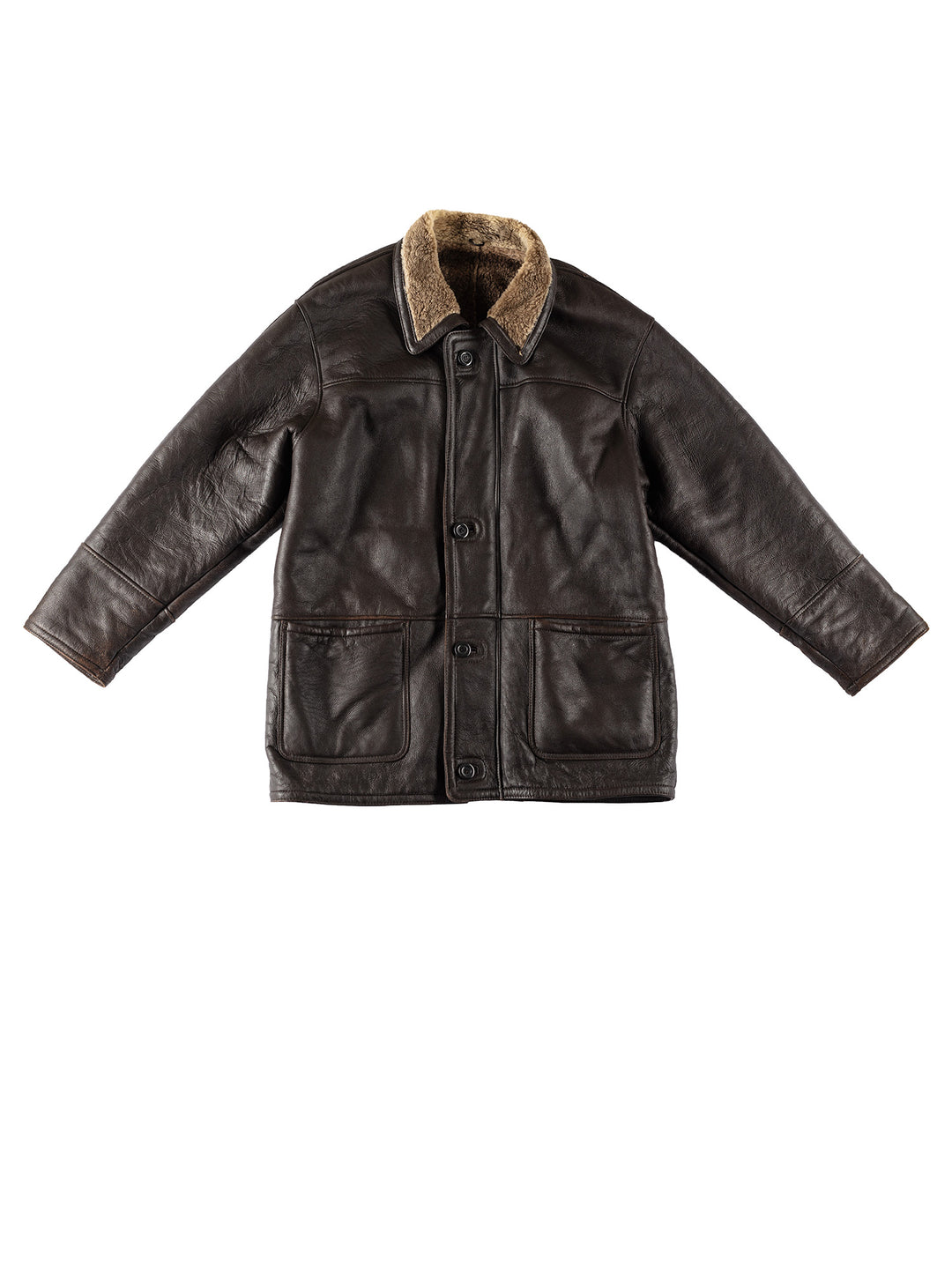 Vintage 80's Men Sheepskin Coat in BrownVN422