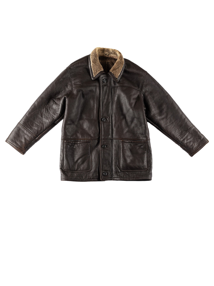 Vintage 80's Men Sheepskin Coat in BrownVN422