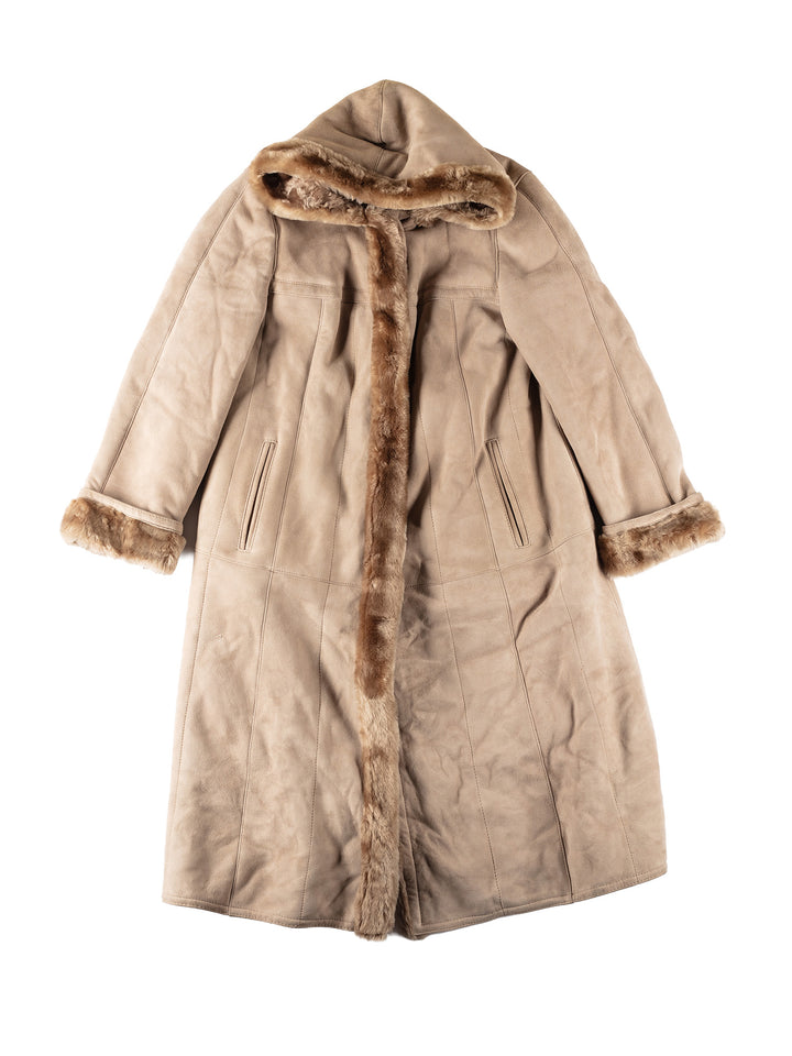 Vintage 80's Women Sheepskin Coat in BeigeMN545