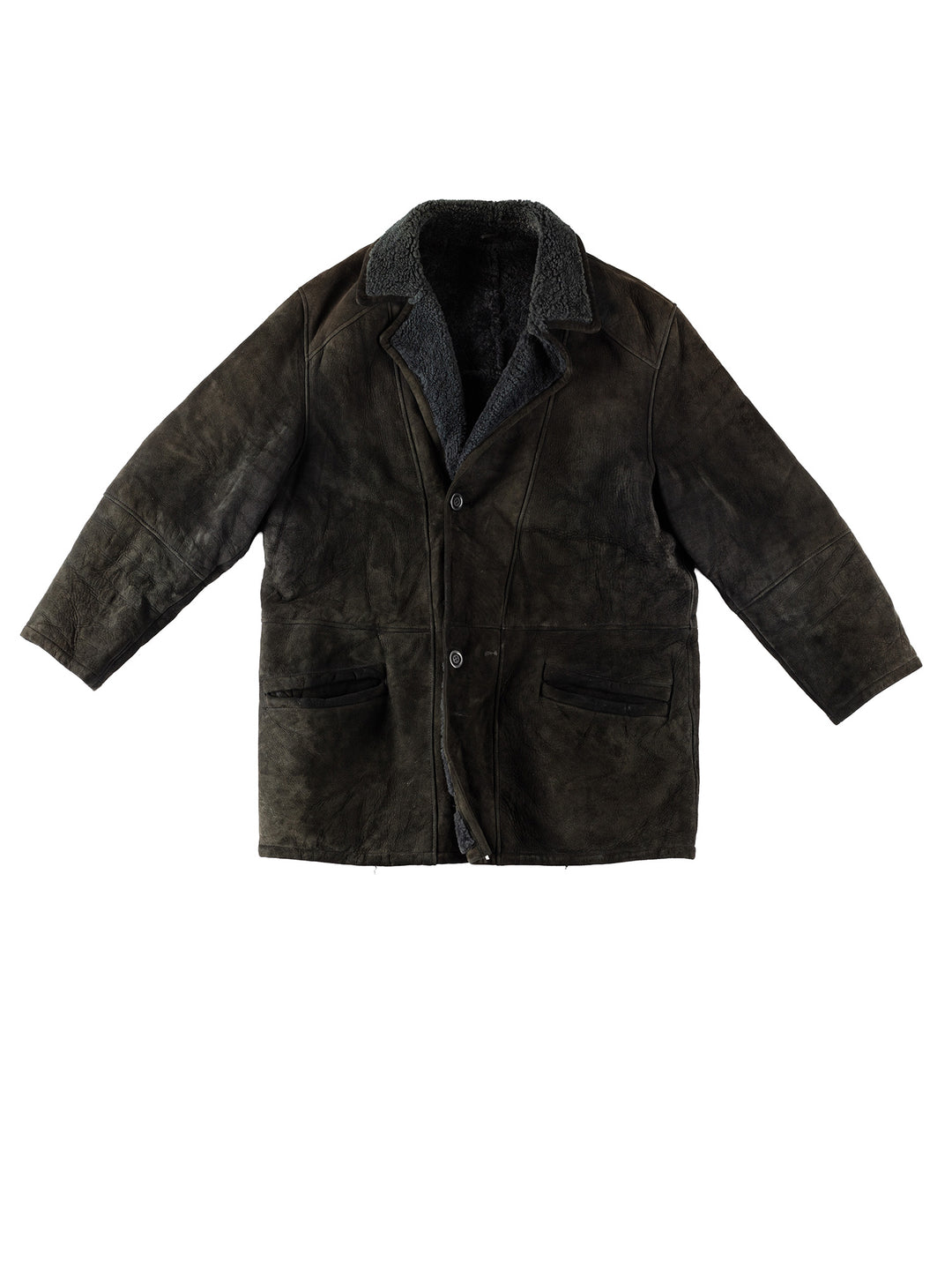 Vintage 80's Men Sheepskin Coat in BlackVN431