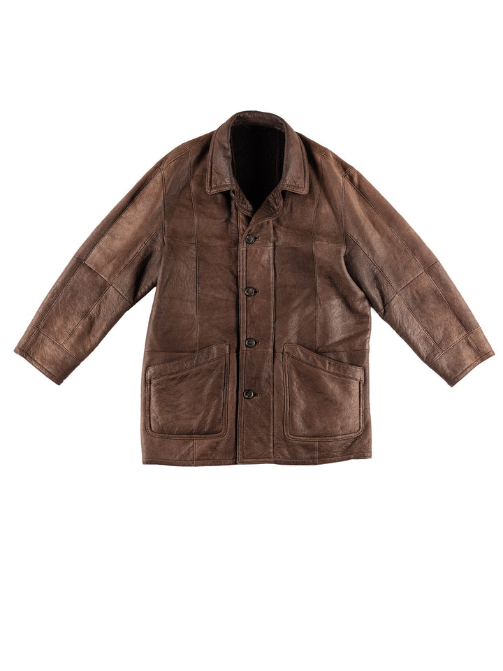 Vintage 80's Men Sheepskin Coat in BrownVN468