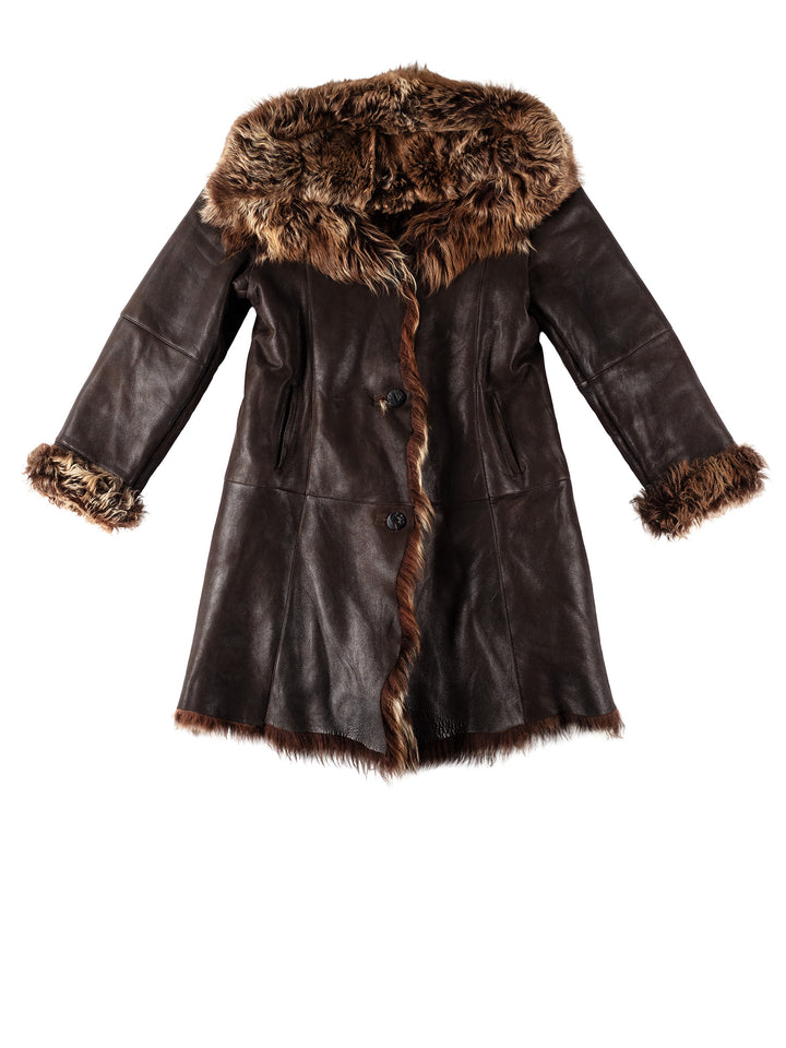 Vintage 70's Women Sheepskin Coat in BrownMN558
