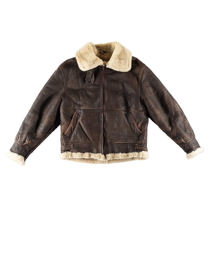 Vintage 80's Men Sheepskin Jacket in BrownVN784