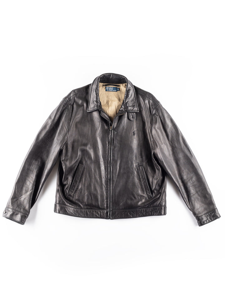 Vintage 00's Men Ralph Lauren Leather Jacket in Black