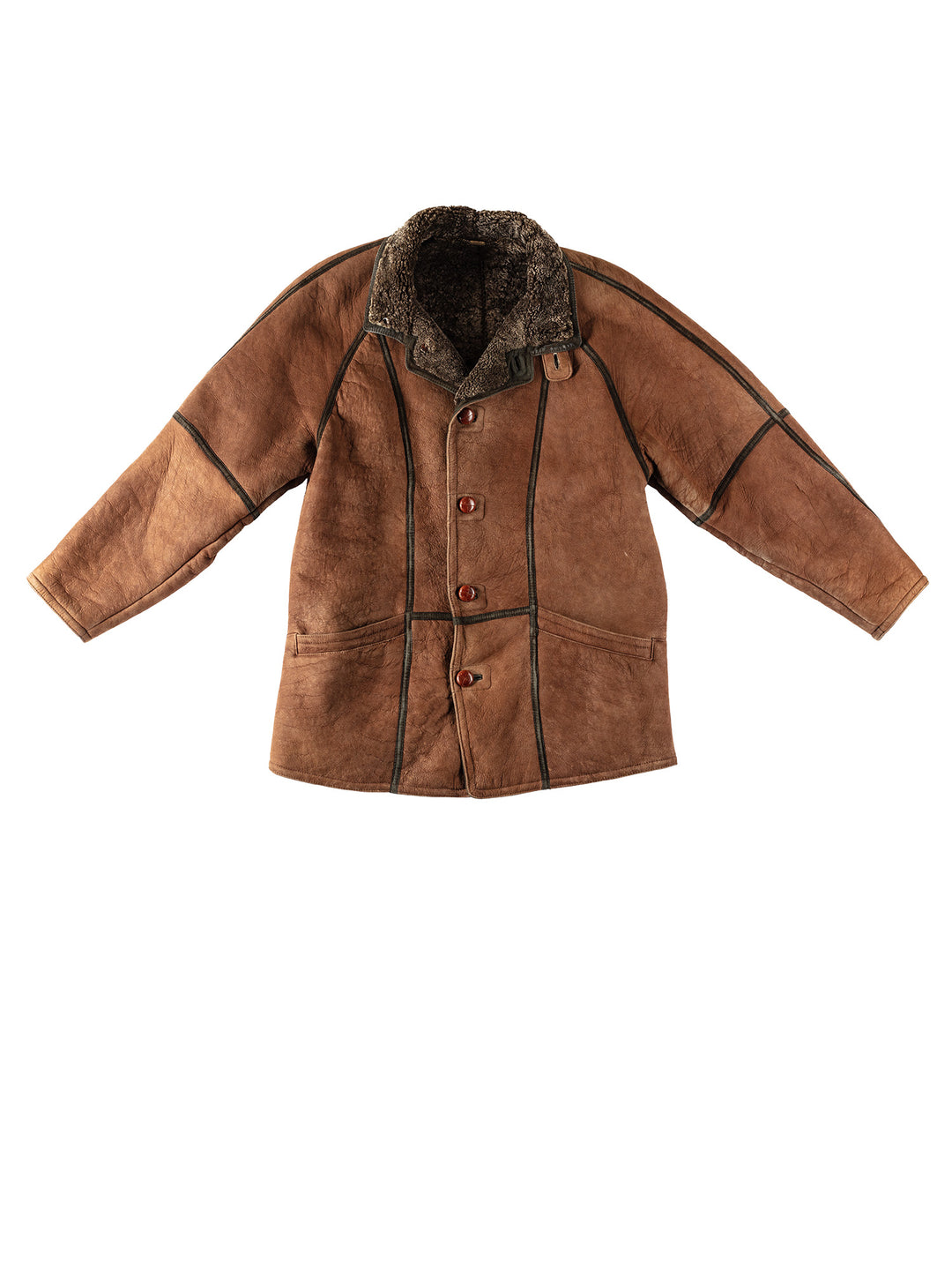 Vintage 80's Men Sheepskin Coat in BrownVN343