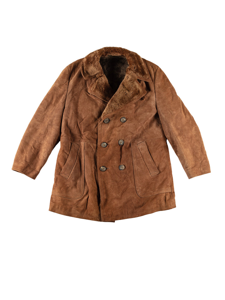 Vintage 80's Men Sheepskin Coat in BrownVN533