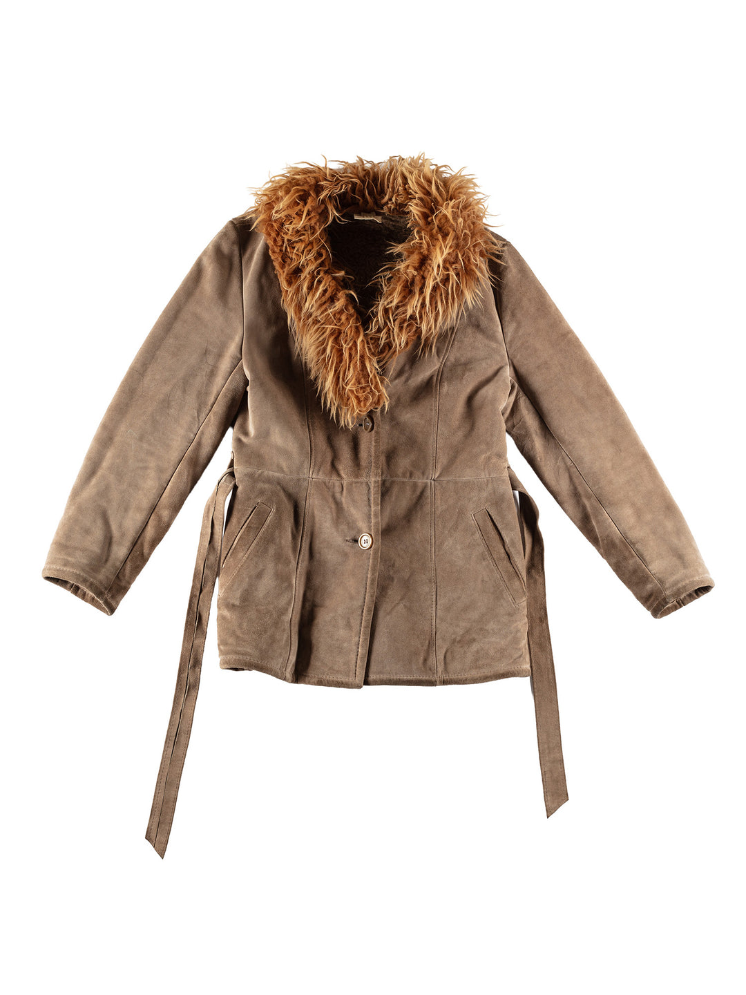 Vintage 70's Women Faux Sheepskin Coat in BeigeMN677
