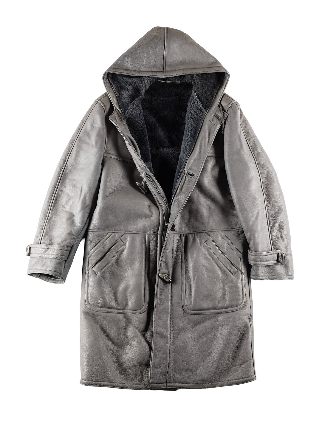 Vintage 80's Men Sheepskin Coat in GrayVN789