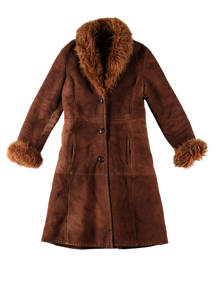 Vintage 70's Women Sheepskin Coat in BrownMN561