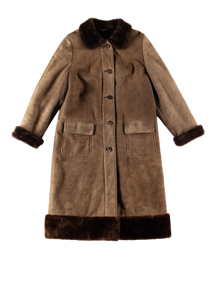 Vintage 70's Women Sheepskin Coat in BrownMN699