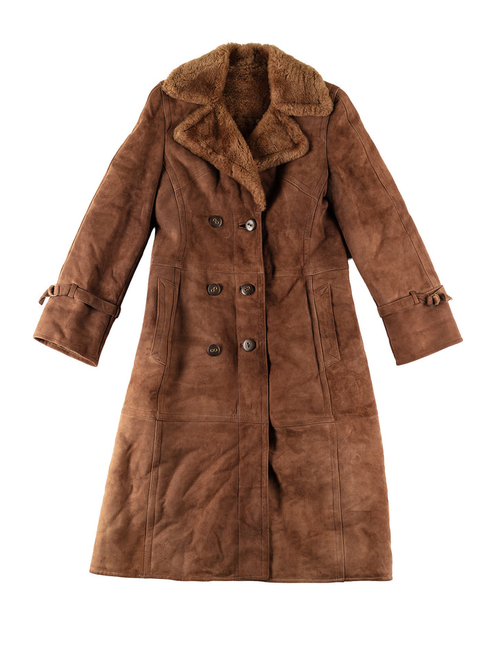Vintage 70's Women Sheepskin Coat in BrownMN647