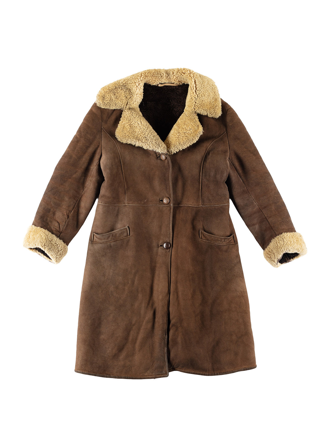 Vintage 70's Women Sheepskin Coat in BrownMN766