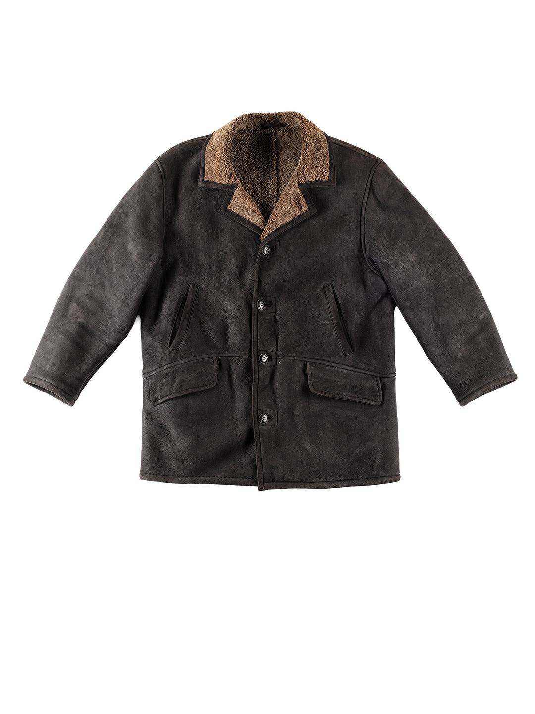 Vintage 80's Men Sheepskin Coat in GrayVN390