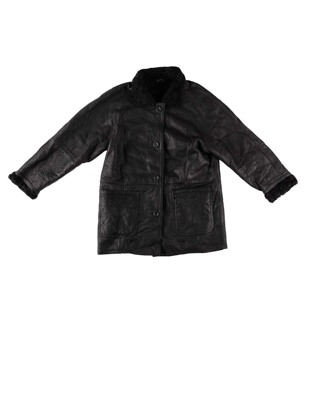 Vintage 80's Women Sheepskin Coat in BlackMN607