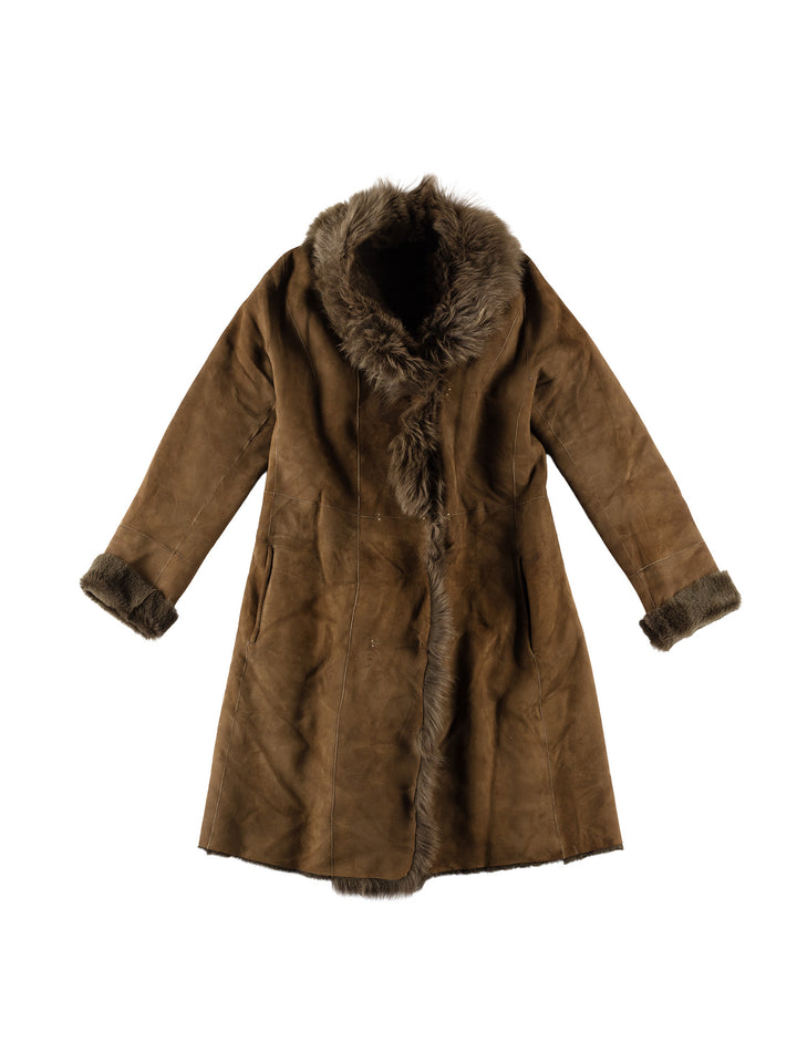 Vintage 70's Women Sheepskin Coat in GreenMN629