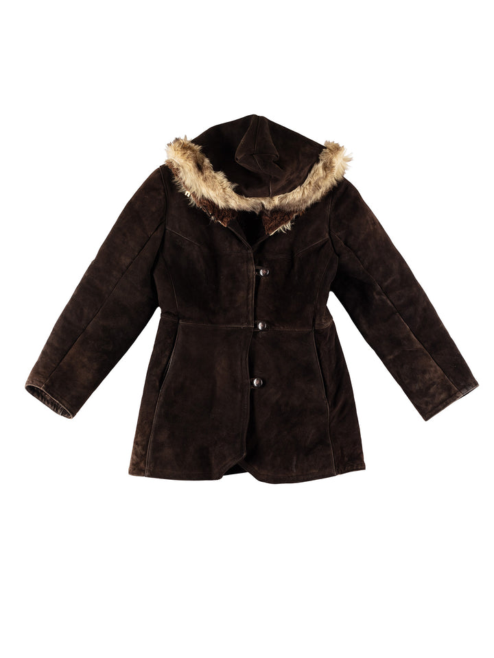 Vintage 70's Women Sheepskin Coat in BrownMN490