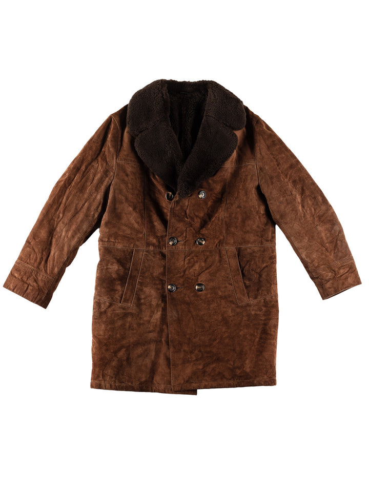 Vintage 70's Men Faux Sheepskin Coat in BrownVN601