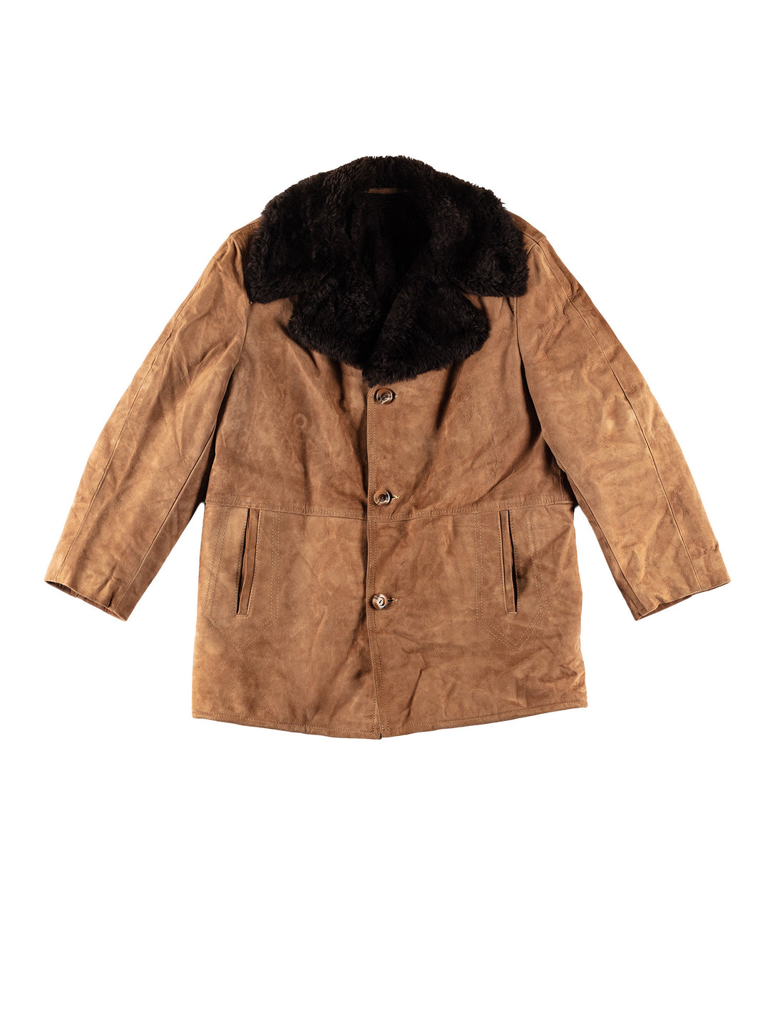 Vintage 70's Men Faux Sheepskin Coat in BrownVN731