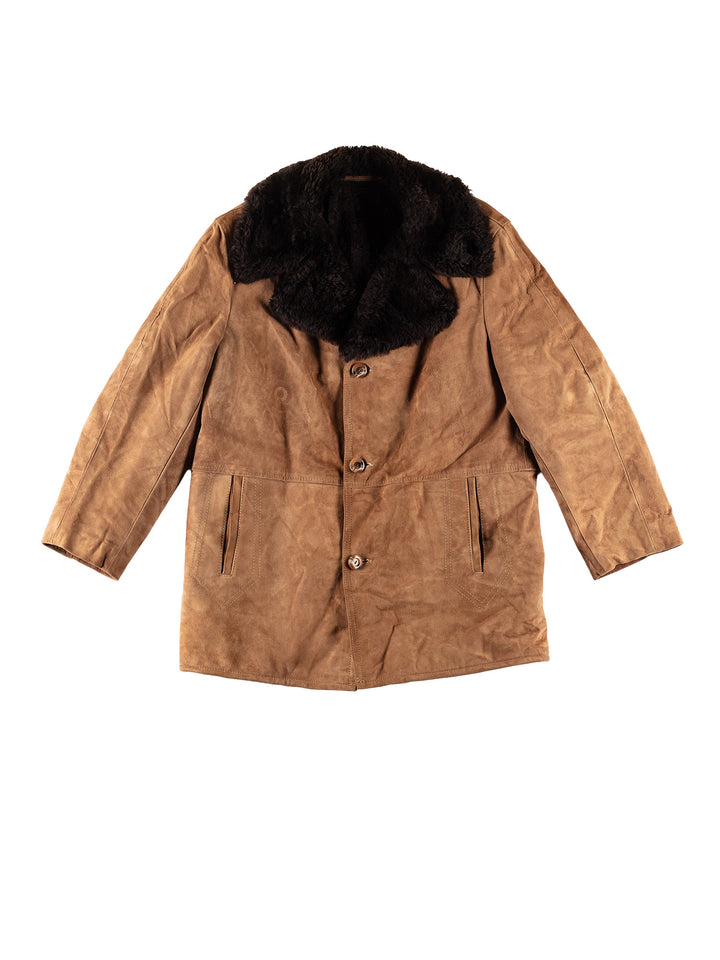 Vintage 70's Men Faux Sheepskin Coat in BrownVN731