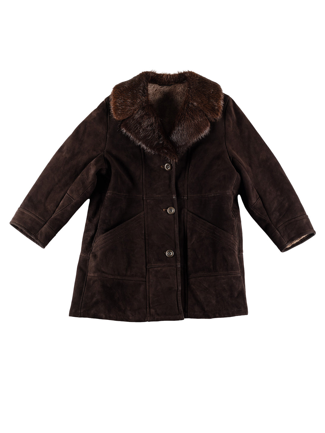 Vintage 80's Women Sheepskin Coat in BrownMN492