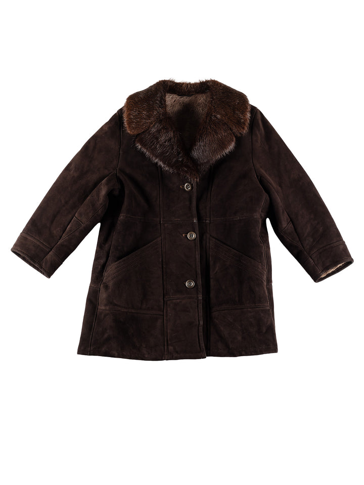Vintage 80's Women Sheepskin Coat in BrownMN492