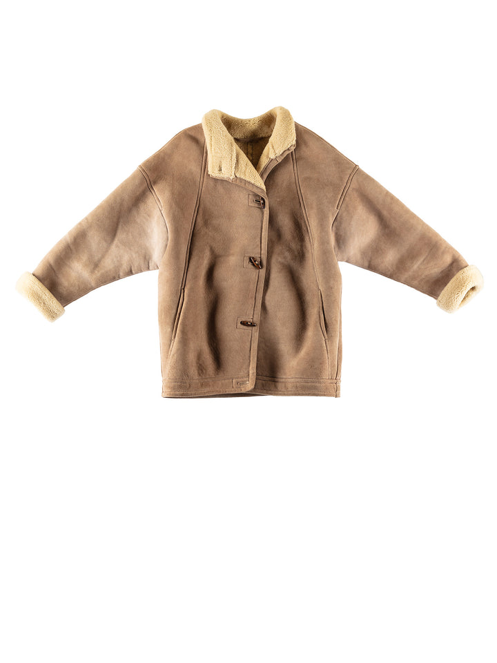 Vintage 80's Women Sheepskin Coat in BrownMN691