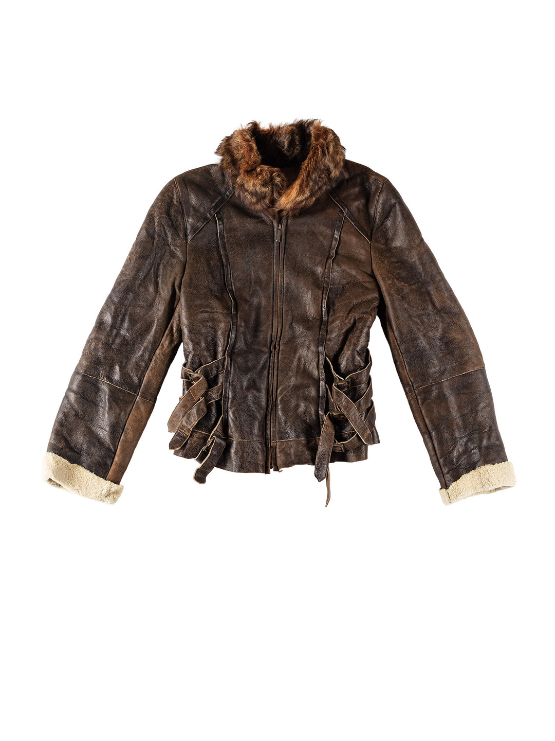 Vintage 80's Women Sheepskin Jacket in BrownMN573