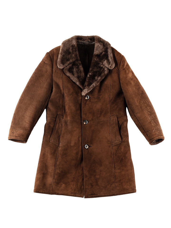 Vintage 70's Men Sheepskin Coat in BrownVN299