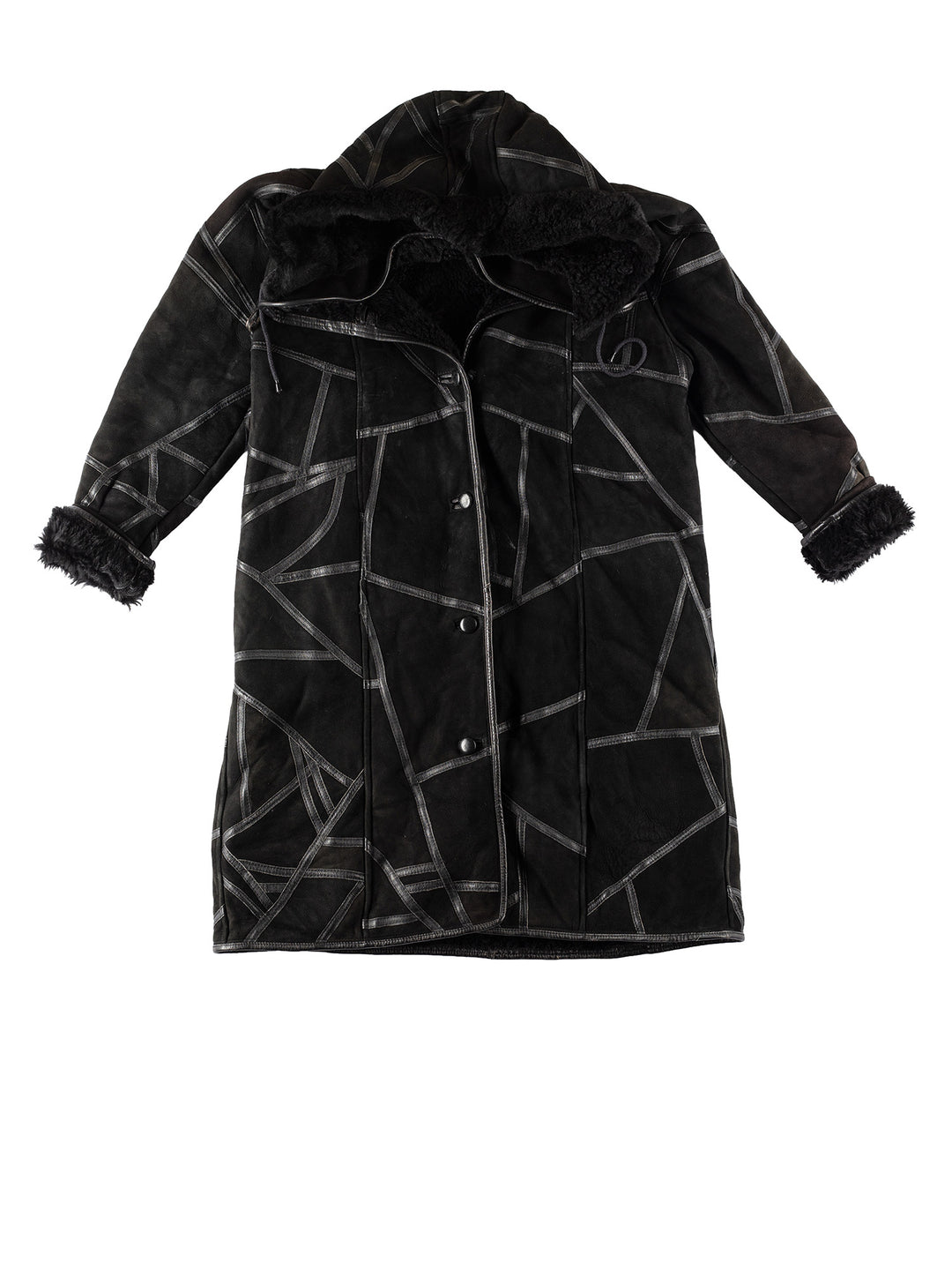 Vintage 80's Women Sheepskin Coat in BlackMN463