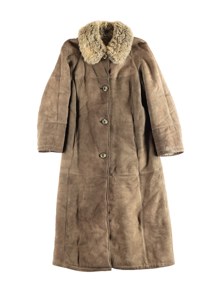 Vintage 70's Women Sheepskin Coat in Green