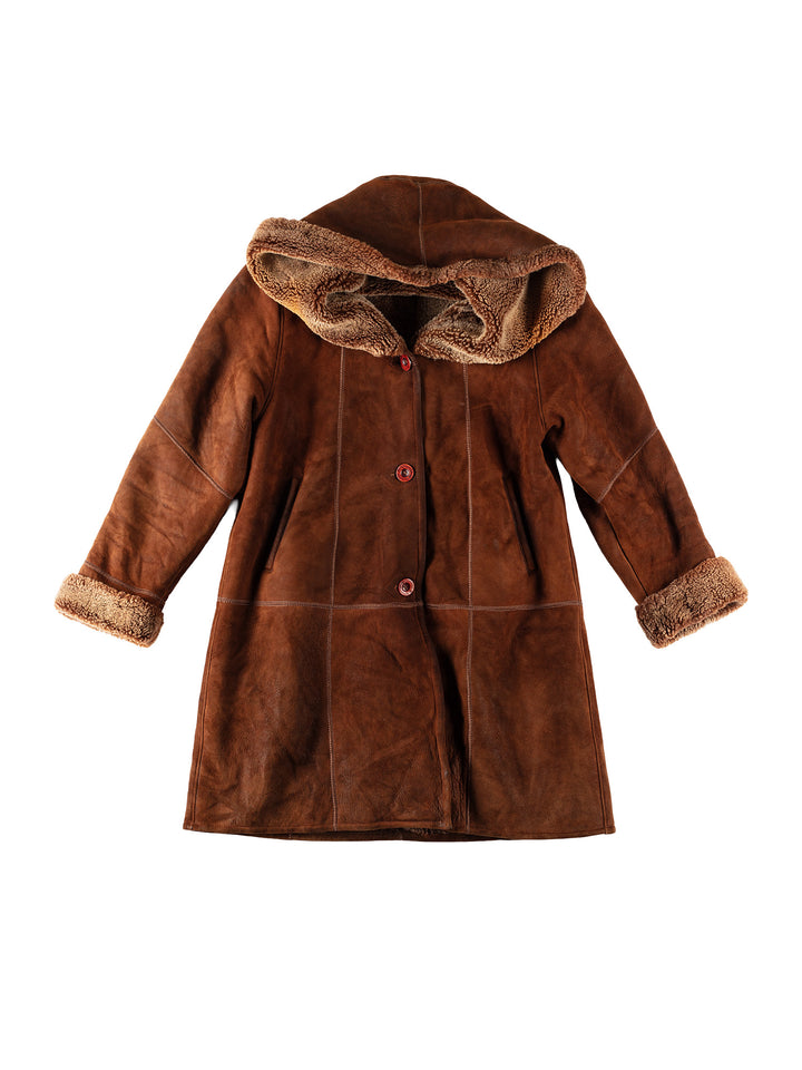 Vintage 80's Women Sheepskin Coat in BrownMN583